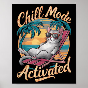 Affiche Chill Mode Chat Activé Avec Gles Sur La Plage