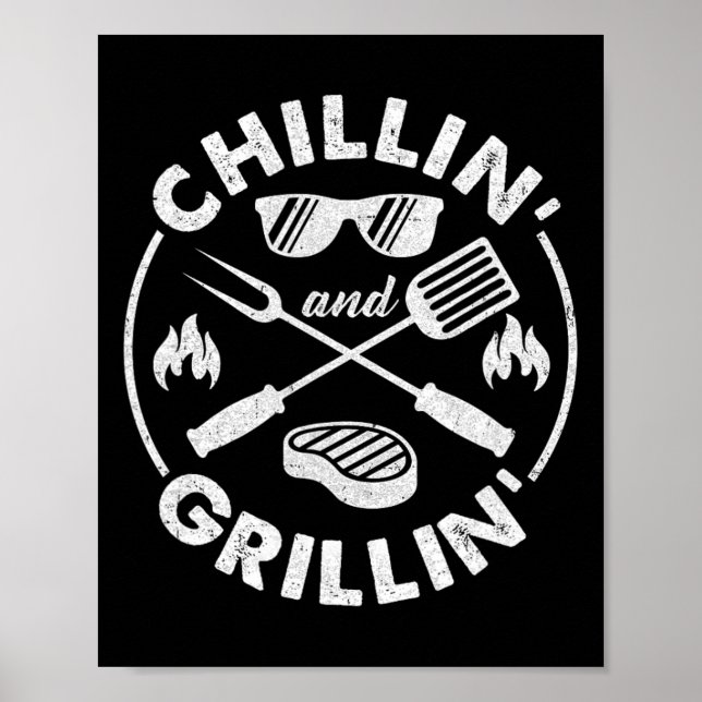 Affiche Chillin And Grillin Costume Funny Bbq Grilling Dad (Devant)