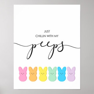 Affiche Chillin Avec Mes Peeps Pastel Pâques Art