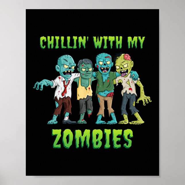 Affiche Chillin Avec Mes Zombies Halloween Garçons Enfants (Devant)