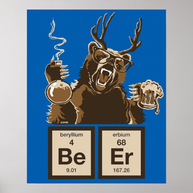 Affiche Chimie bière découverte par l'ours (Devant)