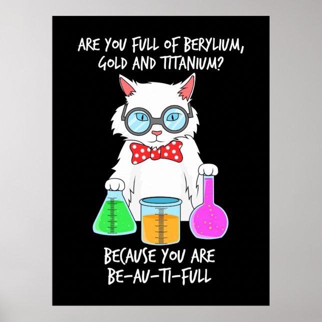 Affiche Chimie Pun Étudiant aime Chat (Devant)