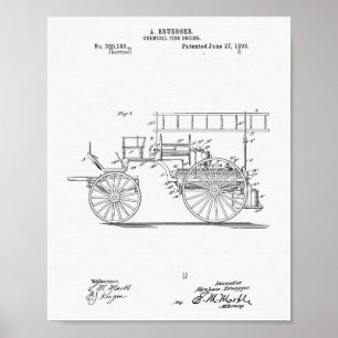 Affiche Chimique Moteur de feu 1893 Brevet Art Livre blanc