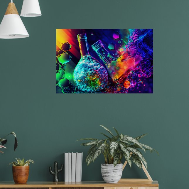 Affiche Chimiste en sciences de la couleur cool de néon ab (Salon 1)