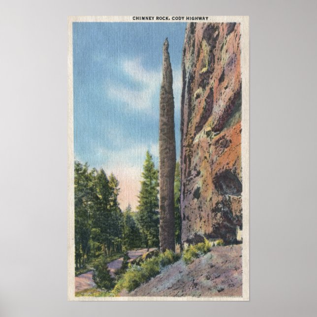 Affiche Chimney Rock sur Cody Highway, Montana View (Devant)