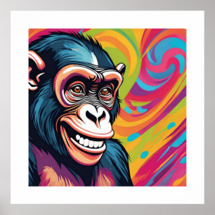 Affiche Chimpanzé fou mignon