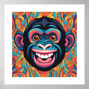 Affiche Chimpanzé fou mignon