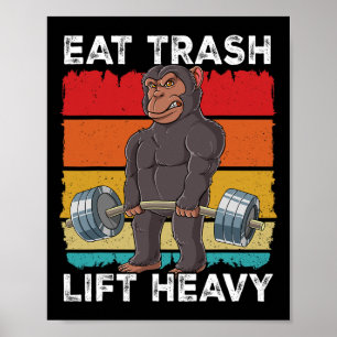 Affiche Chimpanzé Gym Entraînement Poids Manger Trash Lift