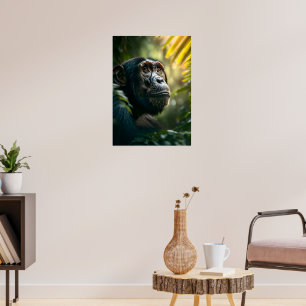 Affiche Chimpanzé réfléchi dans la jungle