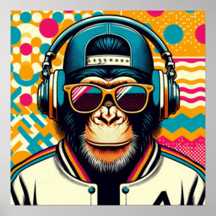 AFFICHE CHIMPANZEE POP-ART