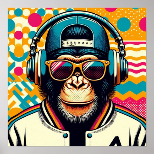 AFFICHE CHIMPANZEE POP-ART (Devant)