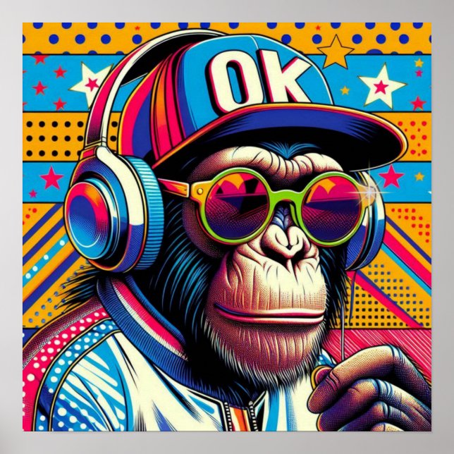 AFFICHE CHIMPANZEE POP-ART 10 (Devant)