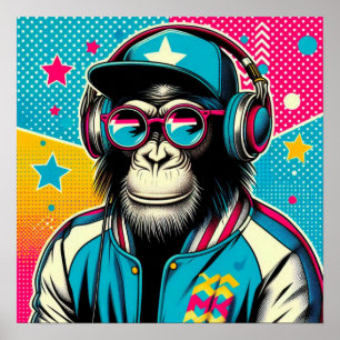 AFFICHE CHIMPANZEE POP-ART 4