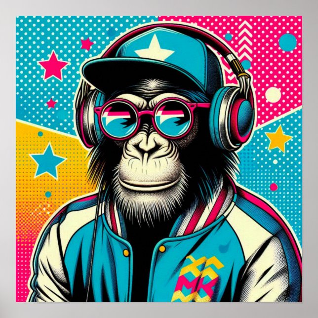 AFFICHE CHIMPANZEE POP-ART 4 (Devant)