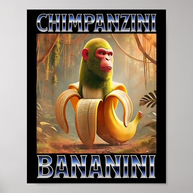Affiche Chimpanzini Bananini - Mème Italien de Brainrot (Devant)