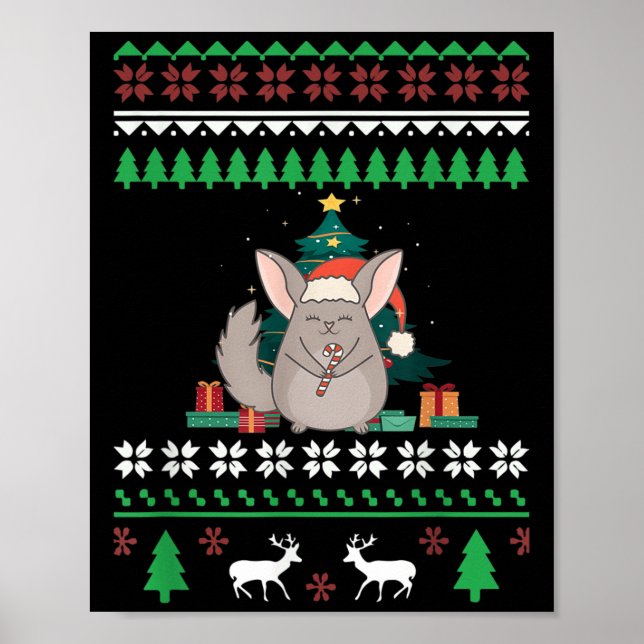 Affiche Chinchilla Funny Pet Ugly Christmas Funny Citation (Devant)