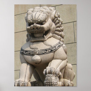 Affiche Chine : 石 de lion Foo Dog, le gardien chinois 獅