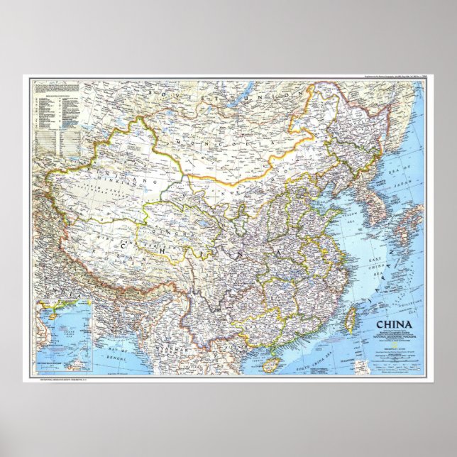 Affiche " Chine : 1991/aujourd'hui - Carte murale classiqu (Devant)