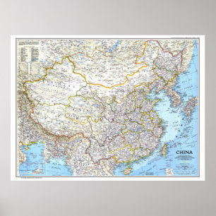Affiche " Chine : 1991/aujourd'hui - Carte murale classiqu