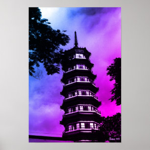 Affiche Chine Ancien Canton la pagode fleurie