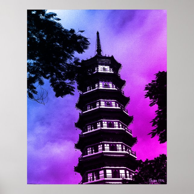 Affiche Chine Ancien Canton la pagode fleurie (Devant)