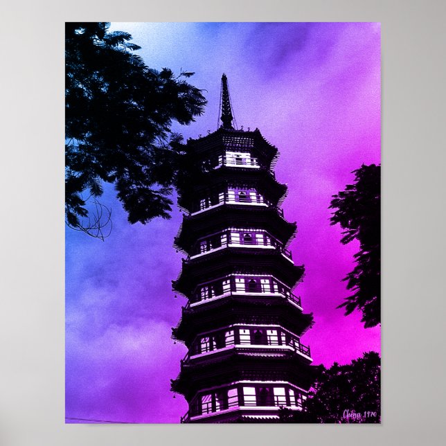 Affiche Chine Ancienne Canton la pagode fleurie (Devant)