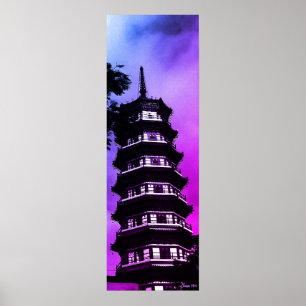 Affiche Chine Ancienne Canton la pagode fleurie