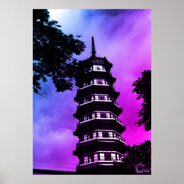 Affiche Chine Ancienne Canton la pagode fleurie (Devant)
