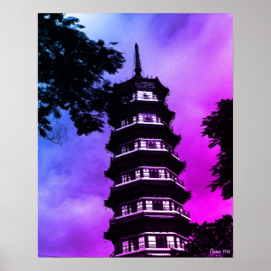 Affiche Chine Antique Canton la pagode fleurie