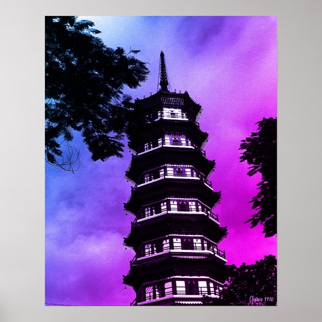 Affiche Chine Antique Canton la pagode fleurie (Devant)