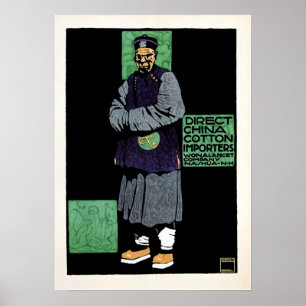 Affiche CHINE DIRECTE IMPORTATEURS DE COTON Ludwig Hohlwei