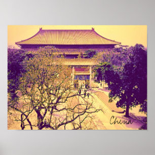 Affiche Chine Ming Tombs voyage vintage