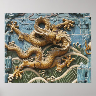 Affiche Chine, Pékin, Beihai Park, Neuf Écran Dragon,