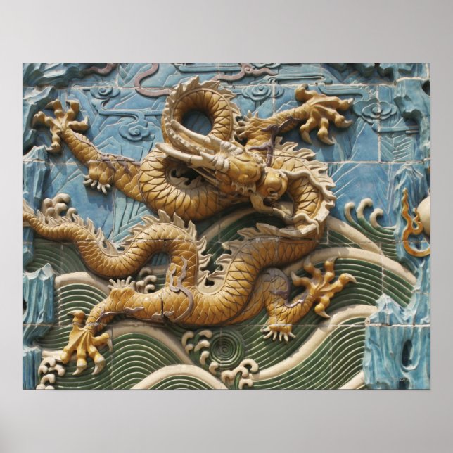 Affiche Chine, Pékin, Beihai Park, Neuf Écran Dragon, (Devant)