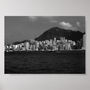 Affiche Chine vintage Baie de Hong Kong Gratte-ciel