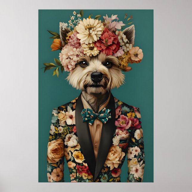 Affiche Chinese Crested Dog In Suit Poster, Chinese (Devant)