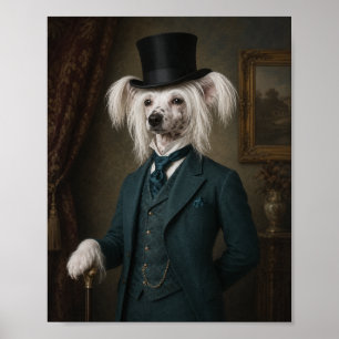 Affiche Chinese Crested Dog Portrait Print, Victorian Gent