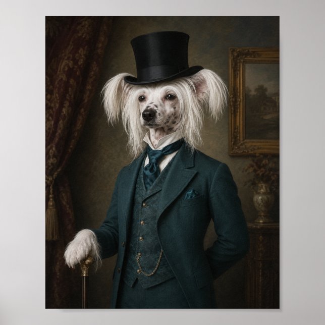 Affiche Chinese Crested Dog Portrait Print, Victorian Gent (Devant)