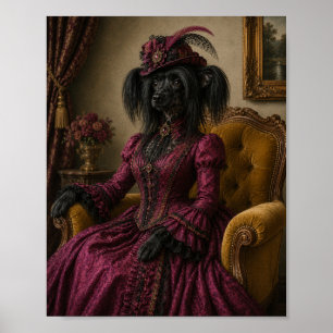 Affiche Chinese Crested Dog Portrait Print, Victorian Lady