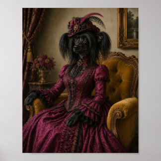 Affiche Chinese Crested Dog Portrait Print, Victorian Lady