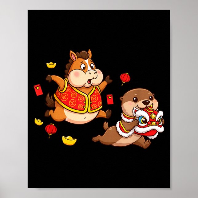Affiche Chinese Horse Otter Funny Kids Mens Womens Happy N (Devant)