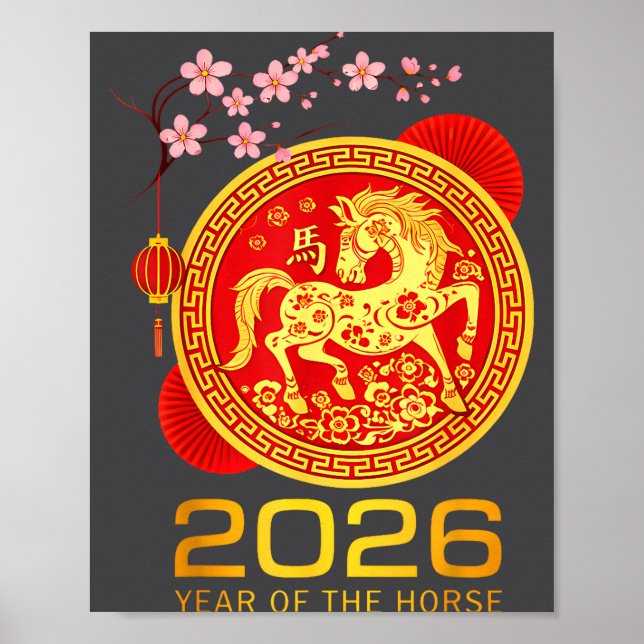 Affiche Chinese New Year 2026 Year Of The Horse Lunar New  (Devant)