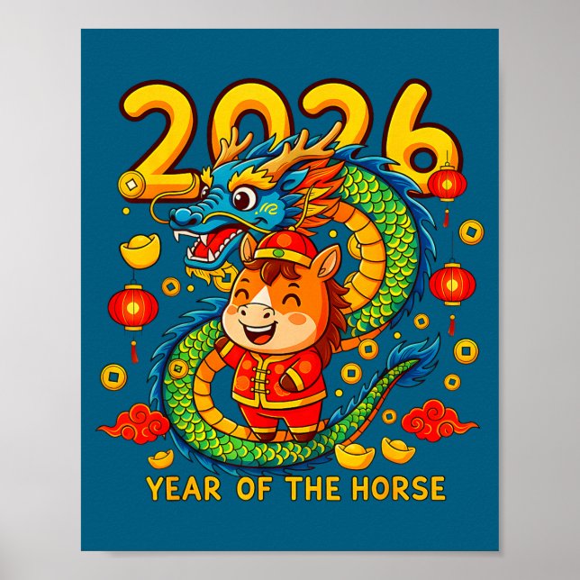 Affiche Chinese New Year 2026 Year Of The Horse Lunar New  (Devant)