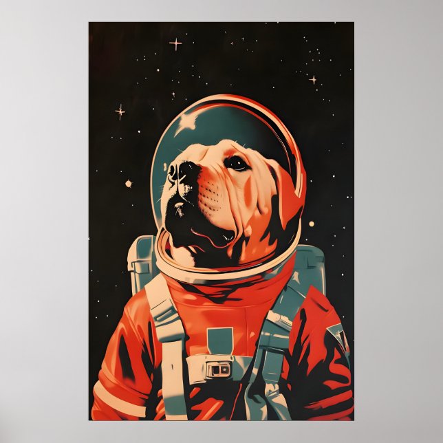 Affiche Chinese Shar-Pei Astronaut Poster, Shar Pei Retro (Devant)
