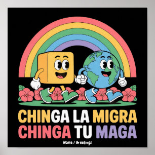 Affiche Chinga La Migra Chinga Tu Maga Drôle Arc-en-ciel