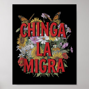 Affiche Chinga La Migra Hommes Femmes 8645 Abolir Ice Rétr