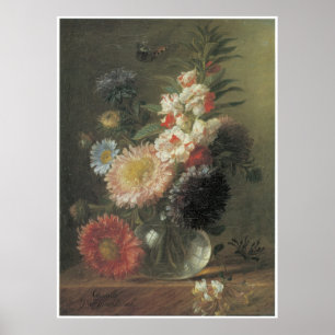 Affiche chinois Aster et Balsam dans un vase en verre, ver