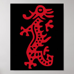 Affiche Chinois Mah Jong Dragon Rouge Carrelage Mahjong Co