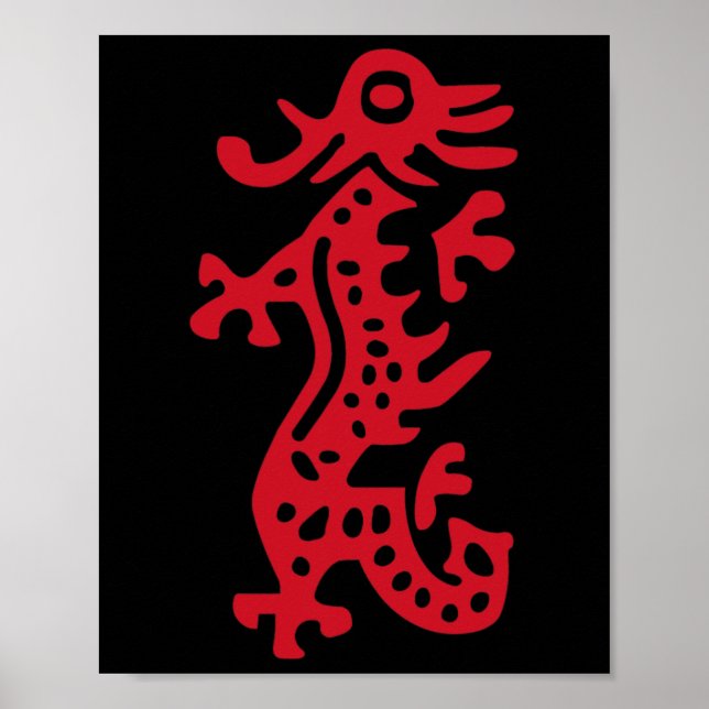 Affiche Chinois Mah Jong Dragon Rouge Carrelage Mahjong Co (Devant)
