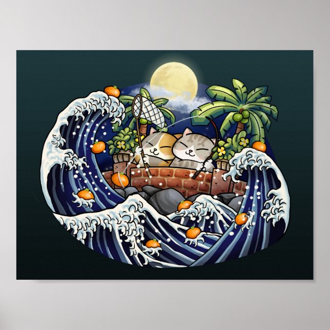 Affiche Chinois Nouvel An Chat Tossant Oranges (Devant)